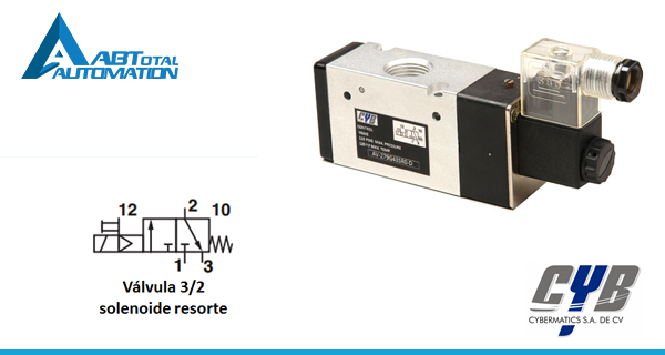 CYB Electrovalvula 3/2. Accionamiento Solenoide Cybermatics Puebla México